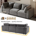 Elegant Corduroy 3 Seater Sofa with 5 Pillows