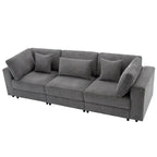 Elegant Corduroy 3 Seater Sofa with 5 Pillows