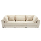 Elegant Corduroy 3 Seater Sofa with 5 Pillows