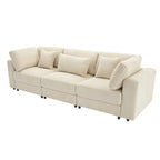 Elegant Corduroy 3 Seater Sofa with 5 Pillows