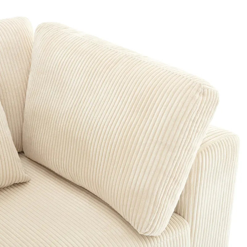Elegant Corduroy 3 Seater Sofa with 5 Pillows