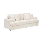 79.3 Corduroy 3-seater Sofa with Toss Pillows and Spring Cushion