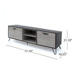 Grey 71.1 TV Stand with Fold-Out Cabinet, Regular Cabinet, and 2 Shelves for TVs Up to 79