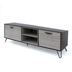 Grey 71.1 TV Stand with Fold-Out Cabinet, Regular Cabinet, and 2 Shelves for TVs Up to 79