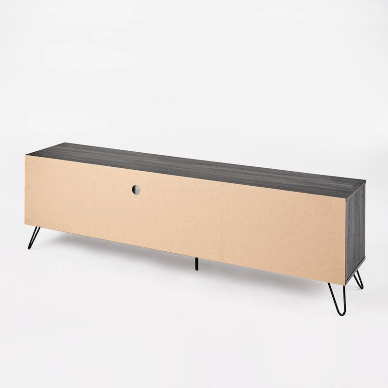 Grey 71.1 TV Stand with Fold-Out Cabinet, Regular Cabinet, and 2 Shelves for TVs Up to 79