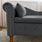 Black 58.26 Velvet Upholstered Button Tufted Chaise Lounge Chair with Storage