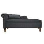 Black 58.26 Velvet Upholstered Button Tufted Chaise Lounge Chair with Storage