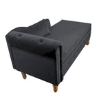 Black 58.26 Velvet Upholstered Button Tufted Chaise Lounge Chair with Storage