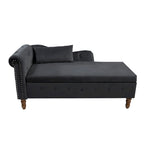 Black 58.26 Velvet Upholstered Button Tufted Chaise Lounge Chair with Storage
