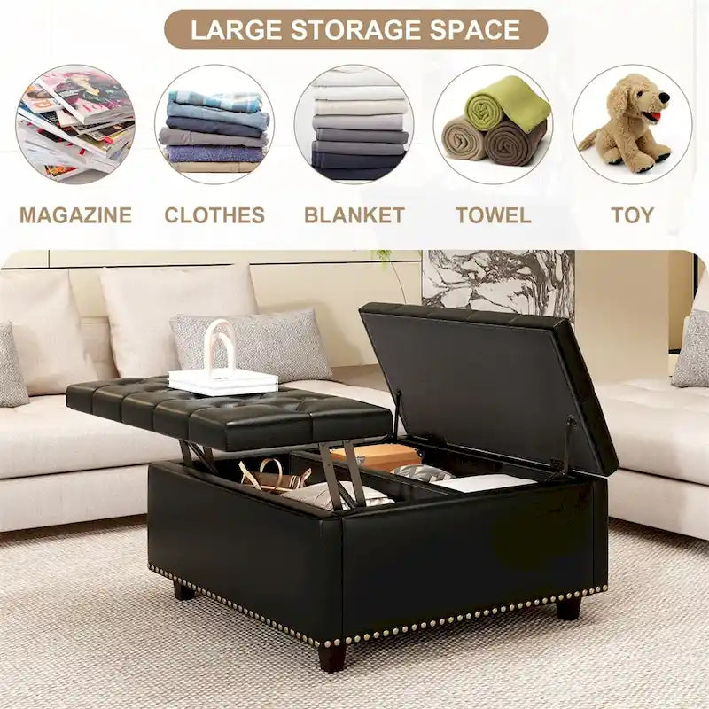 Modern Storage Coffee Table with Storage Doors for Living Room