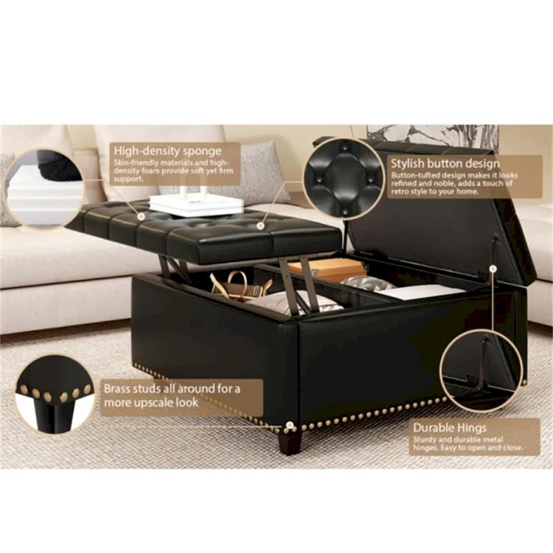Modern Storage Coffee Table with Storage Doors for Living Room