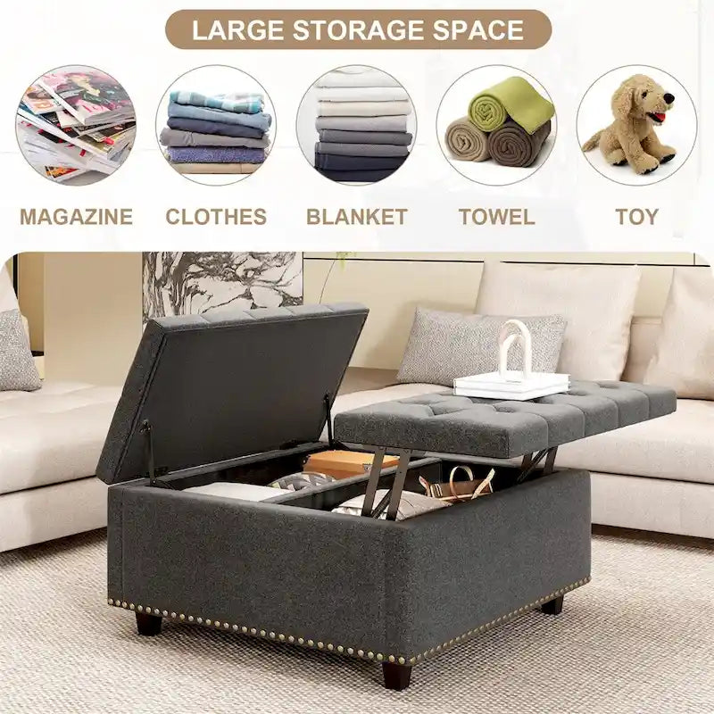 Modern Storage Coffee Table with Storage Doors for Living Room