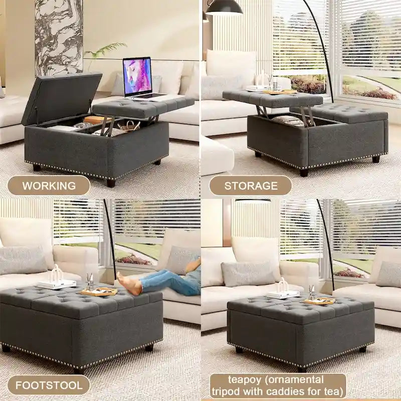 Modern Storage Coffee Table with Storage Doors for Living Room