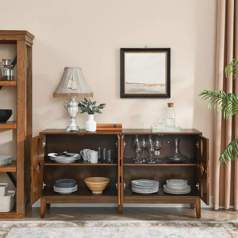 60.5 Modern Sideboard Buffet Cabinet with Storage, TV Media Console Table, Storage Cabinet with 4 Doors & Adjustable Shelves