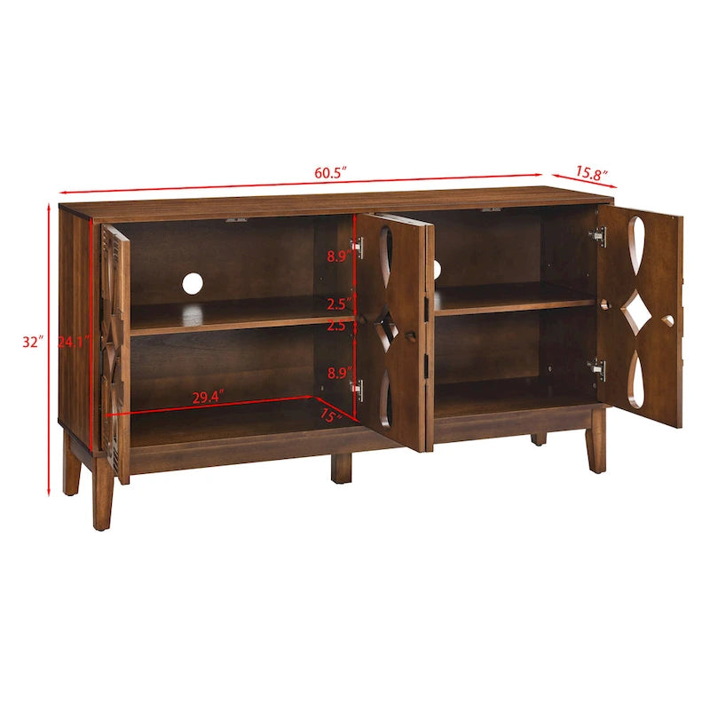 60.5 Modern Sideboard Buffet Cabinet with Storage, TV Media Console Table, Storage Cabinet with 4 Doors & Adjustable Shelves