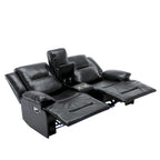 2 Seater Home Theater Recliner Manual Recliner Chair with a LED Light Strip Two Cup Holders and a Storage Box