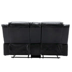 2 Seater Home Theater Recliner Manual Recliner Chair with a LED Light Strip Two Cup Holders and a Storage Box