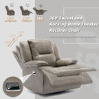 2 Seater Home Theater Recliner Manual Recliner Chair with a LED Light Strip Two Cup Holders and a Storage Box
