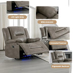 2 Seater Home Theater Recliner Manual Recliner Chair with a LED Light Strip Two Cup Holders and a Storage Box