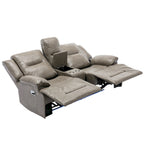 2 Seater Home Theater Recliner Manual Recliner Chair with a LED Light Strip Two Cup Holders and a Storage Box