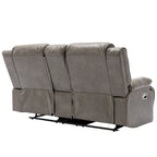2 Seater Home Theater Recliner Manual Recliner Chair with a LED Light Strip Two Cup Holders and a Storage Box