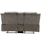 2 Seater Home Theater Recliner Manual Recliner Chair with a LED Light Strip Two Cup Holders and a Storage Box