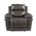 Ben Dual Power Recliner Chair, Adjustable Headrest, Gray Faux Leather