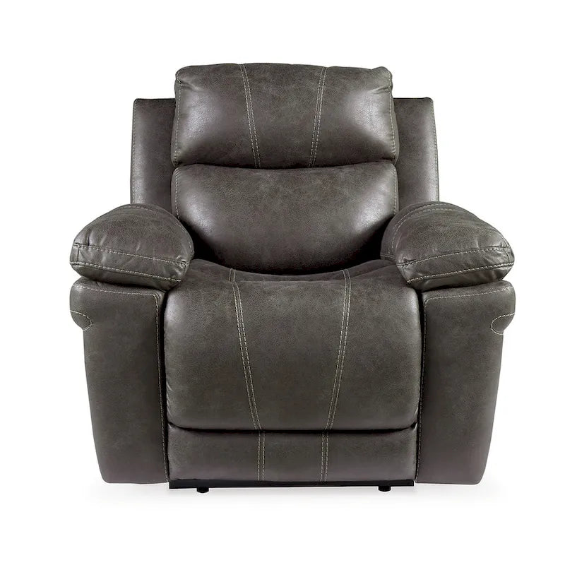 Ben Dual Power Recliner Chair, Adjustable Headrest, Gray Faux Leather