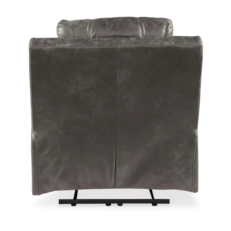 Ben Dual Power Recliner Chair, Adjustable Headrest, Gray Faux Leather