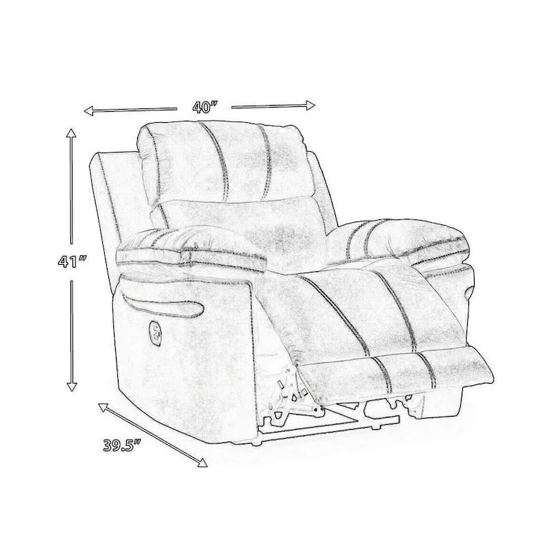 Ben Dual Power Recliner Chair, Adjustable Headrest, Gray Faux Leather