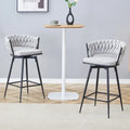 Set of 2 Swivel Bar Stools with Breathable Linen Cushions - Counter Height Stools for Kitchen Island, Dining or Pub