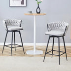 Set of 2 Swivel Bar Stools with Breathable Linen Cushions - Counter Height Stools for Kitchen Island, Dining or Pub