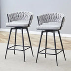 Set of 2 Swivel Bar Stools with Breathable Linen Cushions - Counter Height Stools for Kitchen Island, Dining or Pub
