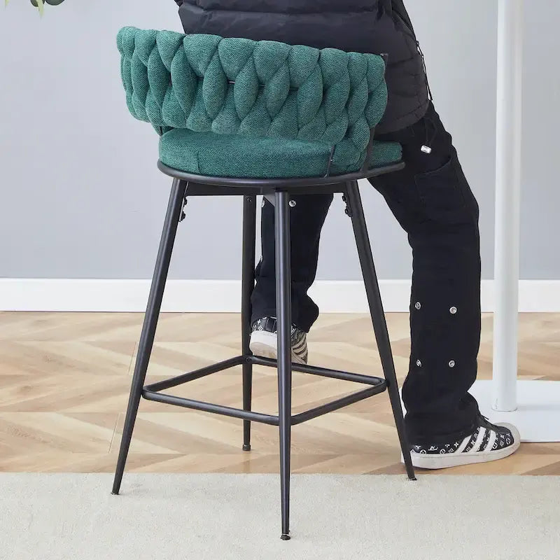 Set of 2 Swivel Bar Stools with Breathable Linen Cushions - Counter Height Stools for Kitchen Island, Dining or Pub