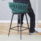 Set of 2 Swivel Bar Stools with Breathable Linen Cushions - Counter Height Stools for Kitchen Island, Dining or Pub