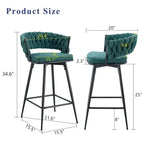 Set of 2 Swivel Bar Stools with Breathable Linen Cushions - Counter Height Stools for Kitchen Island, Dining or Pub
