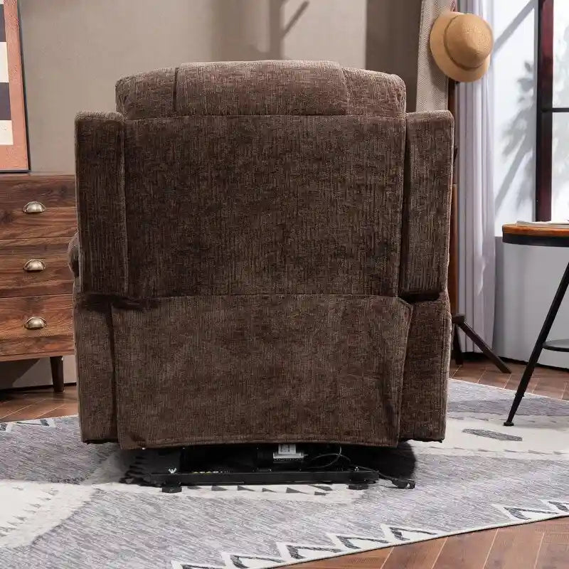 Overstuffed Chenille Power Lift Recliner With Extended Footrest,lift Assist,heat/message,ubs/type C Charging & Storage