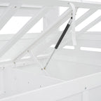 Twin Daybed with Hydraulic Lift, 3 Storage Spaces & Built-in Shelves and Cabinets