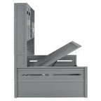 Twin Daybed with Hydraulic Lift, 3 Storage Spaces & Built-in Shelves and Cabinets