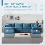 136 U-Shaped Chenille Cloud Sectional Sofa with Dual Ottomans