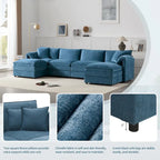 136 U-Shaped Chenille Cloud Sectional Sofa with Dual Ottomans