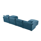 136 U-Shaped Chenille Cloud Sectional Sofa with Dual Ottomans