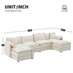 136 U-Shaped Chenille Cloud Sectional Sofa with Dual Ottomans