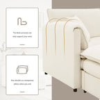 136 U-Shaped Chenille Cloud Sectional Sofa with Dual Ottomans