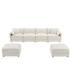136 U-Shaped Chenille Cloud Sectional Sofa with Dual Ottomans