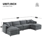 136 U-Shaped Chenille Cloud Sectional Sofa with Dual Ottomans