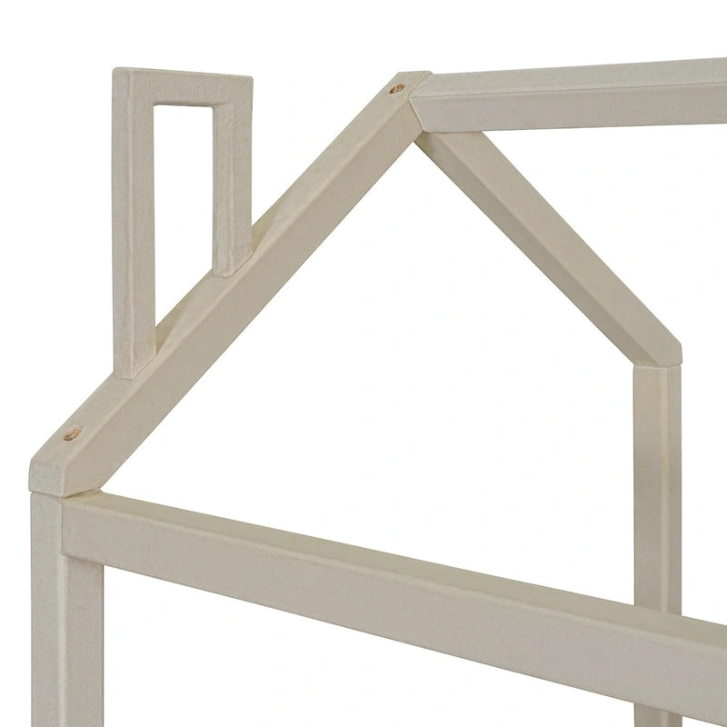 Twin Size Modern Canopy Bed with Striped Headboard & Roof Design