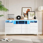 63.3 Inch Black Dresser for Bedroom, 10 Drawer Dresser TV Stand