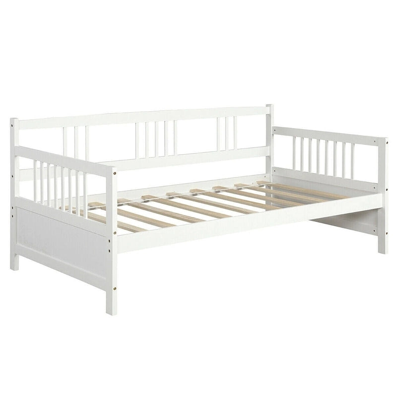 Gymax Twin Size Wooden Slats Daybed Frame Support Platform W/Rails