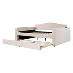 Full Size Upholstered Daybed with Storage Armrests, Trundle and Latest Integrated Bluetooth Audio System, Teddy Fleece, Pink